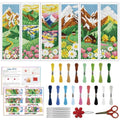 ACRNIGHEET 6PCS Cross Stitch Bookmark Kit for Beginner Stamped Cross Stitch Kits for Adults Mountain Fields DIY Embroidery Bookmark Kits Needlepoint Kit with Instructions Craft Gift 8.5''x3'' 11CT - style: Landscape Patterns 4