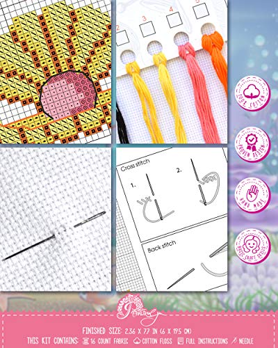 Povitrulya Counted Cross Stitch Kit 'Jellyfish' - DIY Embroidery Bookmark Under the Sea - color: JellyFish