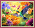 Disnesart Cross Stitch Stamped Full Embroidery Kits DIY 11CT Cotton Thread Printed DIY Needlepoint Kits Craft Needlework Set Cross-Stitch Stamped Sets-Colorful Flower Hummingbird 16x20 inch - color: Stylepattern05