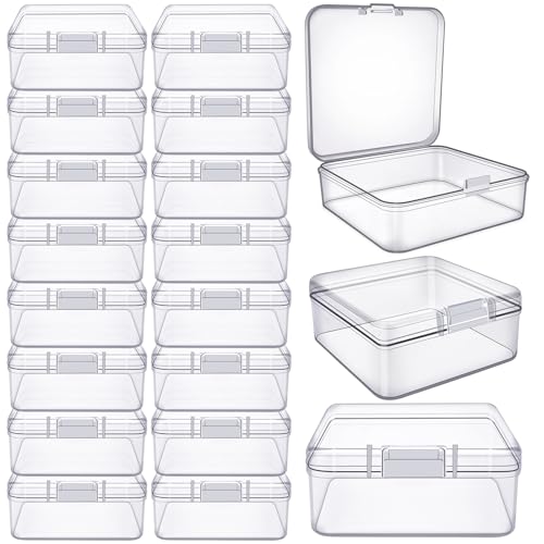 16 Pieces Small Clear Plastic Beading Storage Box with Lids, Organizer Containers for Beads, Nail, Jewelry, Art, DIY Crafts, Fishing Tackle, Small Items (1.77 x 1.77 x 0.78 Inch) - size: 1.77 x 1.77 x 0.78 Inch