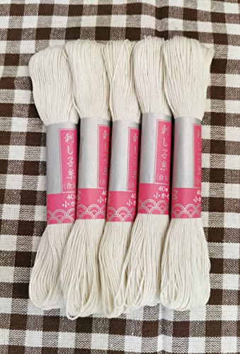 Daruma Sashiko Thread Thick 40M(43.7-Yard) Natural Color 5skains by Yokota