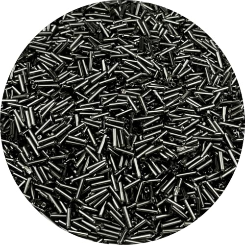 90g Glass Bugle Beads 7x2mm Embroidery Tube Glass Spacer Bulk Small Craft Long Beads for Necklaces Bracelets Earrings DIY Jewelry Making(Dark Gray) - color: Dark Gray