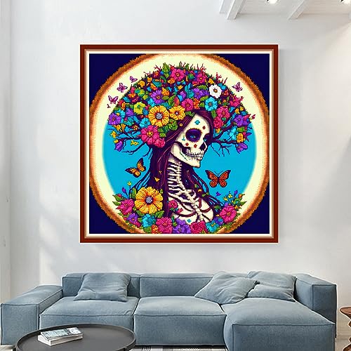 Dimensean Stamped Cross Stitch Kits Full Range of Embroidery Patterns Starter Kits for Beginners Adult DIY Cross Stitches Needlepoint Kits 11CT-Witch Flower 17.7x17.7 inch - color: Pattern Style 16