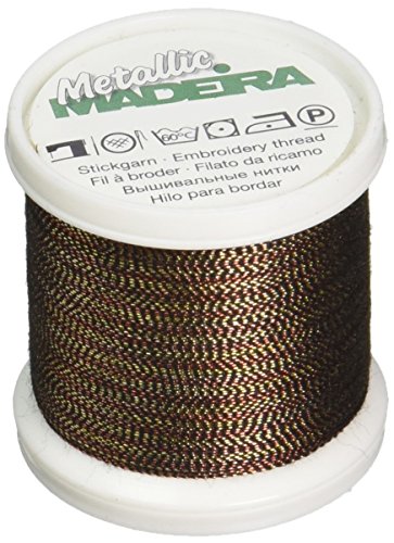 Madeira 9842-482 Metallic Nylon/Polyester Embroidery Thread, 40wt/220 yd, Textured Gold Copper - color: Textured Gold Copper