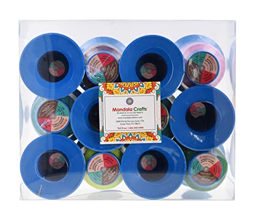 Mandala Crafts Size 138 420D T135 12 Vibrant Bonded Nylon Thread, 1440 YDs - color: 12 Vibrant Colors, size: T135 #138 420D/3 1440 Yards