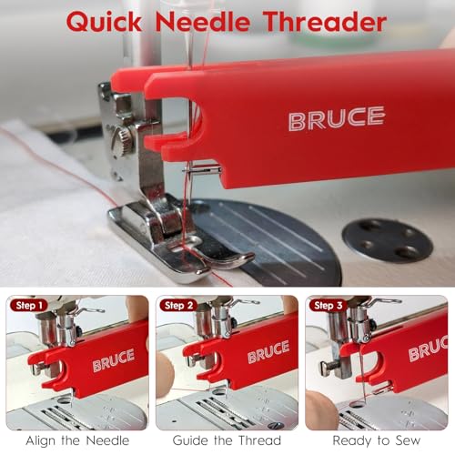 Sewing Machine Needle Threader, 4 in 1 Automatic Quick Threading Tool, Multifunctional Stitch Insertion Seam Guide with 2 Pcs Seam Rippers for Quilting Alterations Tailoring(Red) - color: Red
