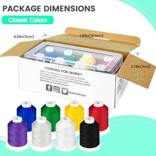 New brothread 100% Mercerized Cotton Threads with Box -8xClassic Colors - color: 8 X Classic(Basic Color）