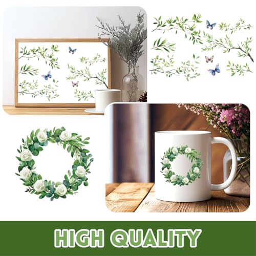 3 Sheets Nature Rub on Transfers for Furniture Crafts-Plant Vines and Branches Stickers Decal for Tables,Cabinets,Home Decor-5.9 x 11.8 inches Art Rub on Transfer Stickers - style: Green Vine