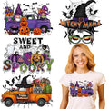 Halloween Iron on Transfer Patches Witch Heat Transfer Vinyl Decals Ghost Pumpkin Spider Web Bat Happy Halloween Design Iron on Vinyl Appliques Large Clothing Patches Iron on Stickers for T-Shirt Bag - color: E