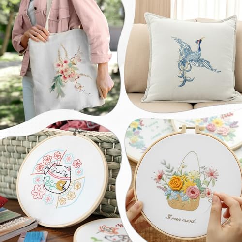 10 PCS Embroidery Cloth, Embroidery Cloth Fabric, 9.8 * 9.8inch EmbroideryFabric Squares, Pre-Cut WhiteFabric for Hand Sewing Clothes, Garment and DIY Craft