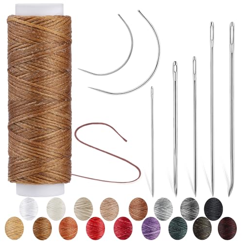 Waxed Thread, Upholstery Needle and Thread 32 Yards Medium Brown - color: Medium Brown, size: 32Yard