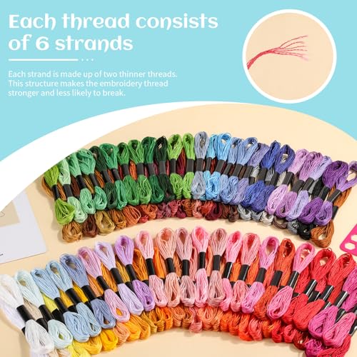 Embroidery Thread,100 Skeins Multicolor Embroidery Floss, Embroidery String for Bracelet Making,Hand Sewing Needle for Embroidery - color: Multicolor