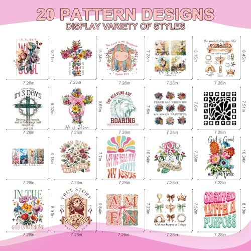 Wxiben Dtf Transfers Ready to Press - 20 Pcs Easter Religious Iron on Transfers for T-Shirts Christian Jesus Heat Transfer Vinyl Sticker Bunny Bible Iron on Patches for Clothes Pillows DIY Crafts - style: Easter Religious