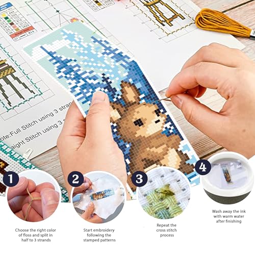 FREEBLOSS 6 Set 11CT Cross Stitch Bookmark Kits 8"x2.4" Winter Animals - style: Winter Animals