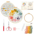 AZY 3-Piece Embroidery Kit for Beginners – Needlepoint Set with Pre-Printed Floral Patterns, Adjustable Hoop, Thread, Needles & Instructions for Cross Stitch Lovers (Floral Embroidery) - style: Floral Embroidery