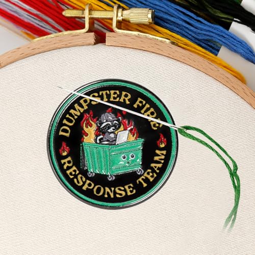 WUSUTE Funny Needle Minder for Cross Stitch, Dumpster Fire Response Team Needle Minder Magnet for Organizing, Embroidery Sewing Needle Holder Needlework Accessories - color: Black Dumpster Fire Response Team
