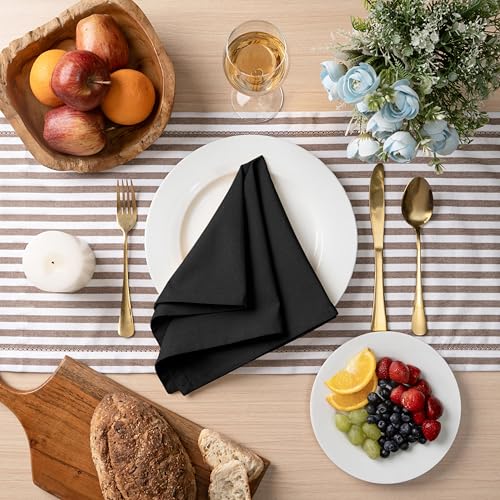 Blue Needles Solid Cloth Napkins 100% Cotton Set of 12-18 x 18 Inches - color: Black, size: 18" x 18" (Set of 12)