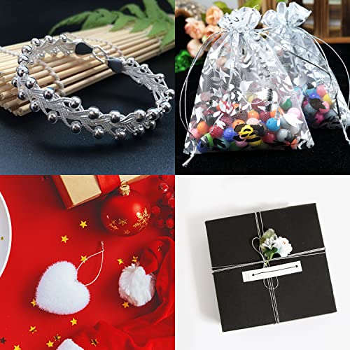 FOIMAS Silver Metallic Cord,Tinsel String Thread for Craft Jewelry Making Braids Gift Wrapping Hanging Ornament,109 Yards - style: Silver