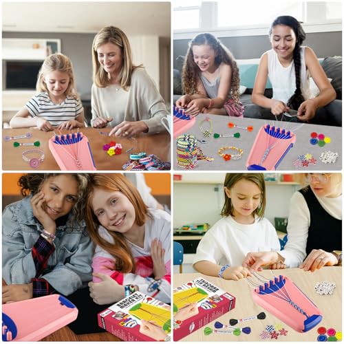 Maynacs Friendship Bracelet Making Kit for Girls 8-12, 28 Pre-Cut Threads - color: Pink/Dark Blue