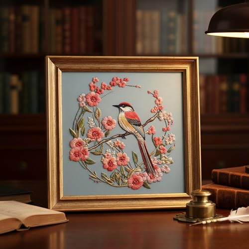 ARTopet 2Pcs Embroidery Kit for Beginners Cross Stitch Kits Needlepoint Set Colorful Bird Patterns Embroidery Thread Kit for Craft Lover Hand Stitch with 7.87in Hoop Threads Fabric-Birds01 - color: 2Pcs Birds01