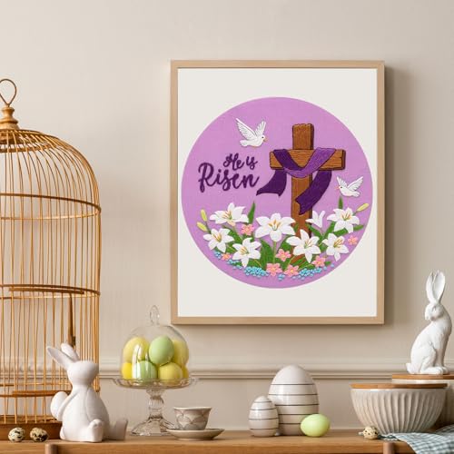 Nuberlic Lily Pattern Embroidery Kits for Beginner Adults - color: Easter