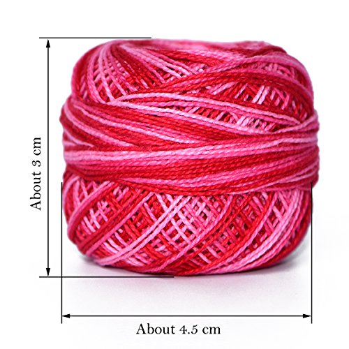 48 Pearl Cotton Yarn Variegated Colors Crochet Thread Set Ball 5g per Balls Rainbow of Size 8 Color Variations Crochet &Knitting Yarn and Free 30 Golden Needles 48Balls, - color: 48 Variegated colors
