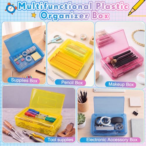 Blulu 6 Pack Double Layer Pencil Boxes Large Capacity,Blue, Rose, Yellow - color: Blue, Rose, Yellow