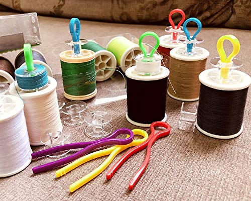 Tupalizy 5 Colors Plastic Bobbin Thread Holders Thread Buddies Bobbin Clips Clamps for Bobbins Embroidery Thread Spools Organizing Pairing Matching Quilting Sewing Machine Accessories, 30PCS
