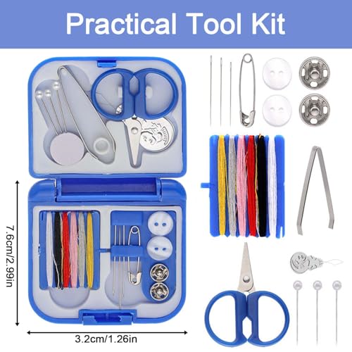 2 Pack Mini Travel Sewing Kit, Portable Sewing Kit, Emergency Sewing Travel Small, Beginners DIY Sewing Thread Needle Threader Scissors Kit for Women, Mom, Traveler, Adults, Beginner