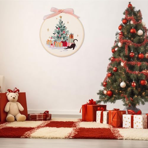 artcici Embroidery Kits Christmas Tree Pink Patterns for Beginners Adults, Full Range Embroidery Starter Kits Cross Stitch Needlework Supplies (Christmas Tree) - color: Christmas Tree