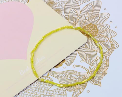 Glass Bugle Tube Beads 1400Pcs/30g Mini Seed Beads 2 * 3mm Small Craft Loose Spacer Beads for DIY Bracelets Necklace Earring Jewelry Making (Yellow) - color: Yellow