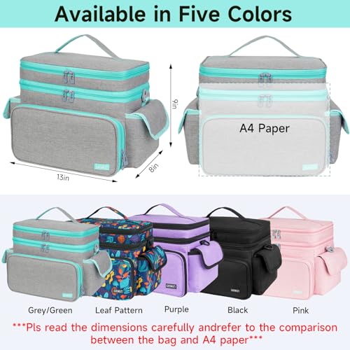 LEFOR·Z Large Sewing Supplies Organizer Bag(13 x 8 x 9 in),Sewing Basket - color: Grey/Green