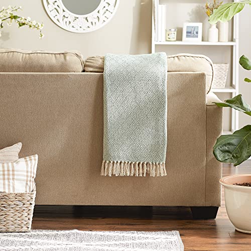 DII Diamond Throw Collection Cotton Woven, 50x60, Jadeite - color: Jadeite