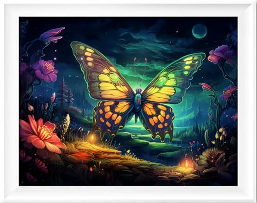 Leczany Cross Stitch Stamped Kit for Adults - Fantasy Butterfly | DIY Embroidery Starter Patterns Craft Kit Needlepoint for Beginner | 11CT, 3 Strands | 17.7x12.6 inches - color: 11CT Stamped kits, Fantasy Butterfly 17.7x12.6 inches