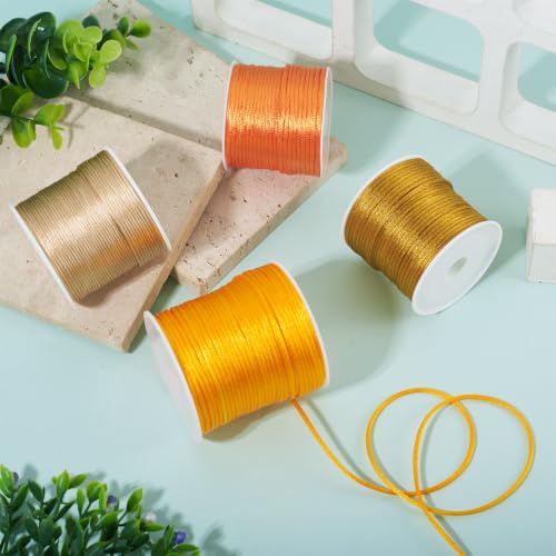 Elecrelive 64 Yards 1.5mm Nylon Rattail Satin Cords Gold Bracelet String - color: Goldenrod