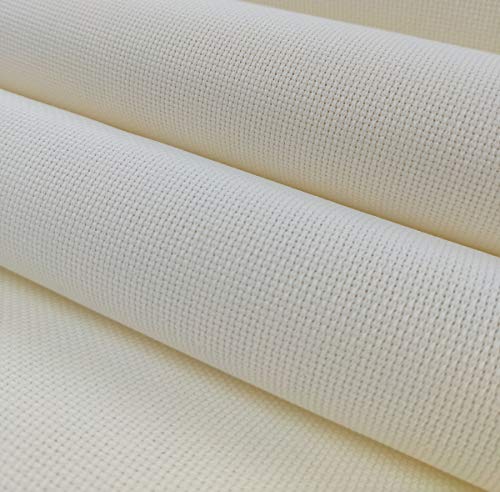 12" x 59" 18CT Counted Cotton Aida Cloth Cross Stitch Fabric (Cream) - color: Cream