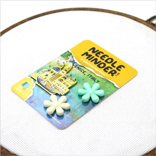 Awesome Pattern Studio Needle Minder Set – Venice Magnetic Needle Minder + 2 Needle Threaders. Enamel Pin for Cross Stitch, Embroidery and Craft - size: Venice Set #1