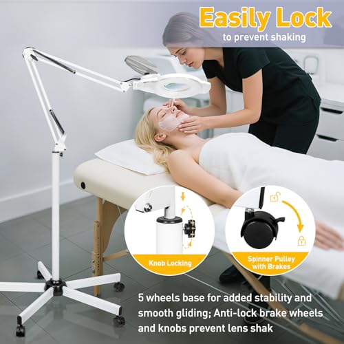2200 Lumens Mag Lamp for Estheticians, 2-in-1 Magnifier Floor Light - color: White