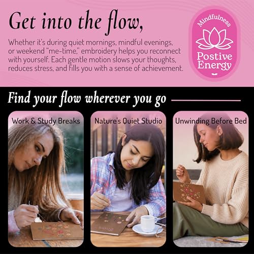 Unwynd Notebook Embroidery Kit Floral for Adults, Beginners, Cross Stitch - style: Notebook Embroidery Kit Floral