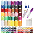Blibly 72Pcs Bobbins Sewing Thread Kits, 500 Yards Per Polyester Thread Spools with Needle, Threader, Scissors and Ruler, Prewound Bobbin with Case for Hand and Sewing Machine,36 Colors