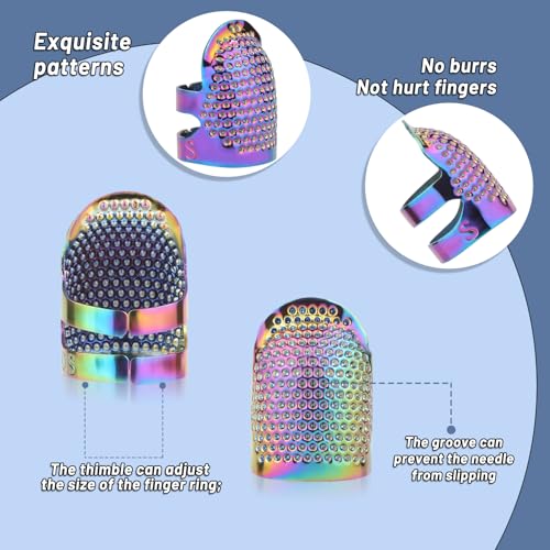 Yizzvb 8 Pcs Sewing Thimbles, 2 Sizes Metal Thimble Sewing Finger Protector - color: Metal Dazzle, size: 8 Pcs