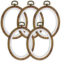 5PCS Oval Embroidery Hoops 5 x 4 Inch Imitation Wood Hoops for Cross Stitch