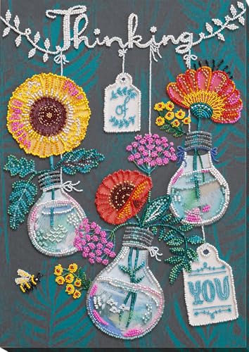 Wizardi Bead Embroidery Kit - Thinking of You. Colorful Beads, Beading Needles. DIY Kit. Embroidery for Beginners. Home Decor. AB-816 Abris Art - color: Thinking of you