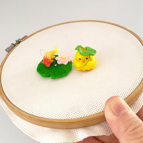 Magnetic Lotus Flower Leaf Needle Minder Chick Needle Holder and Fish Threader for Cross Stitch Embroidery Sewing Needlework Craft Supplies