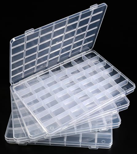 42 Grids Bead Organizer Box, 4 Pack, Clear Jewelry Organizer for Bead Organizers and Storage - color: [4-Pack] Clear, size: 42-Grids