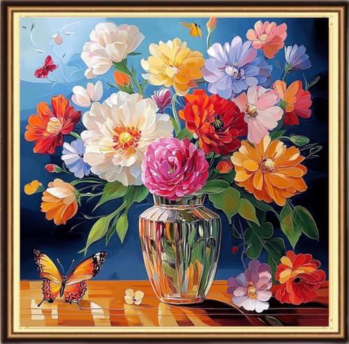 Redxing Counted Cross Stitch Kit for Beginners,Unprinted Needlepoint Kits for Beginners Cross Stitching Embroidery Kit 11CT Stitches kit-Flower vases 18x18 inch - color: KitsColor13