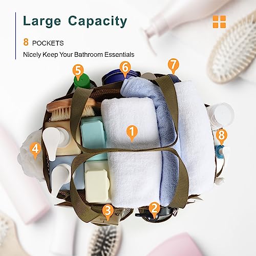 Mesh Shower Caddy Portable - 8 Pockets, S-Hook, Shower Bag for Dorm Camping - color: Brown Camouflage, size: L (Classic Dorm Caddy)