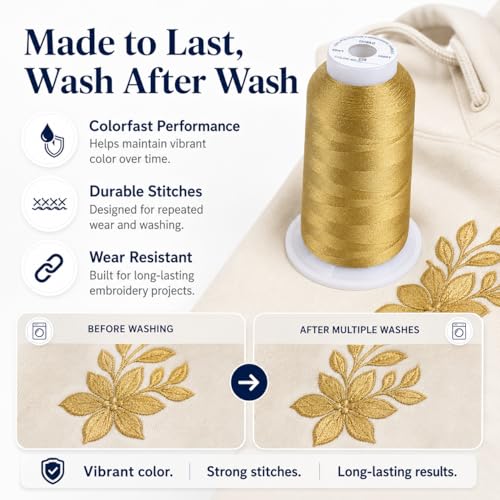 Simthread Embroidery Machine Thread 5000M 40WT Polyester, Brass 328 - color: Brass328