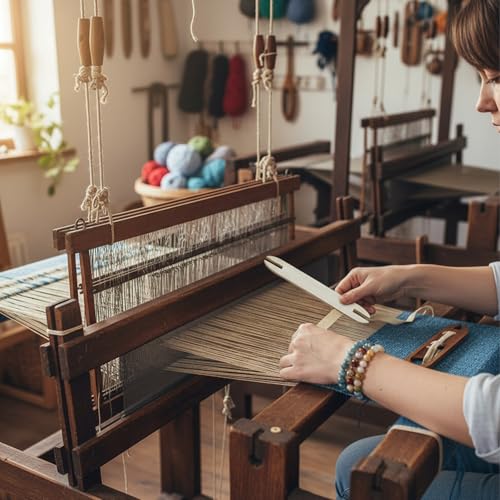 DFOBUNDO Wood Hand Loom Stick Set -14 Pieces Wooden Handcraft Weaving Kit with Crochet Hooks, Needle, and Comb, Excellent for Tapestry Weaving, Tapestry, and Crafting Projects