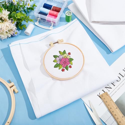 BENECREAT 16CT Cotton Cross Stitch Fabric, 40x20 Inch Aida Cloth 16 Count Embroidery Cloth for Craft Embroidery, Handmade Needlework, DIY Handicrafts, 0.5mm Thick - size: 40x20inch (16CT)